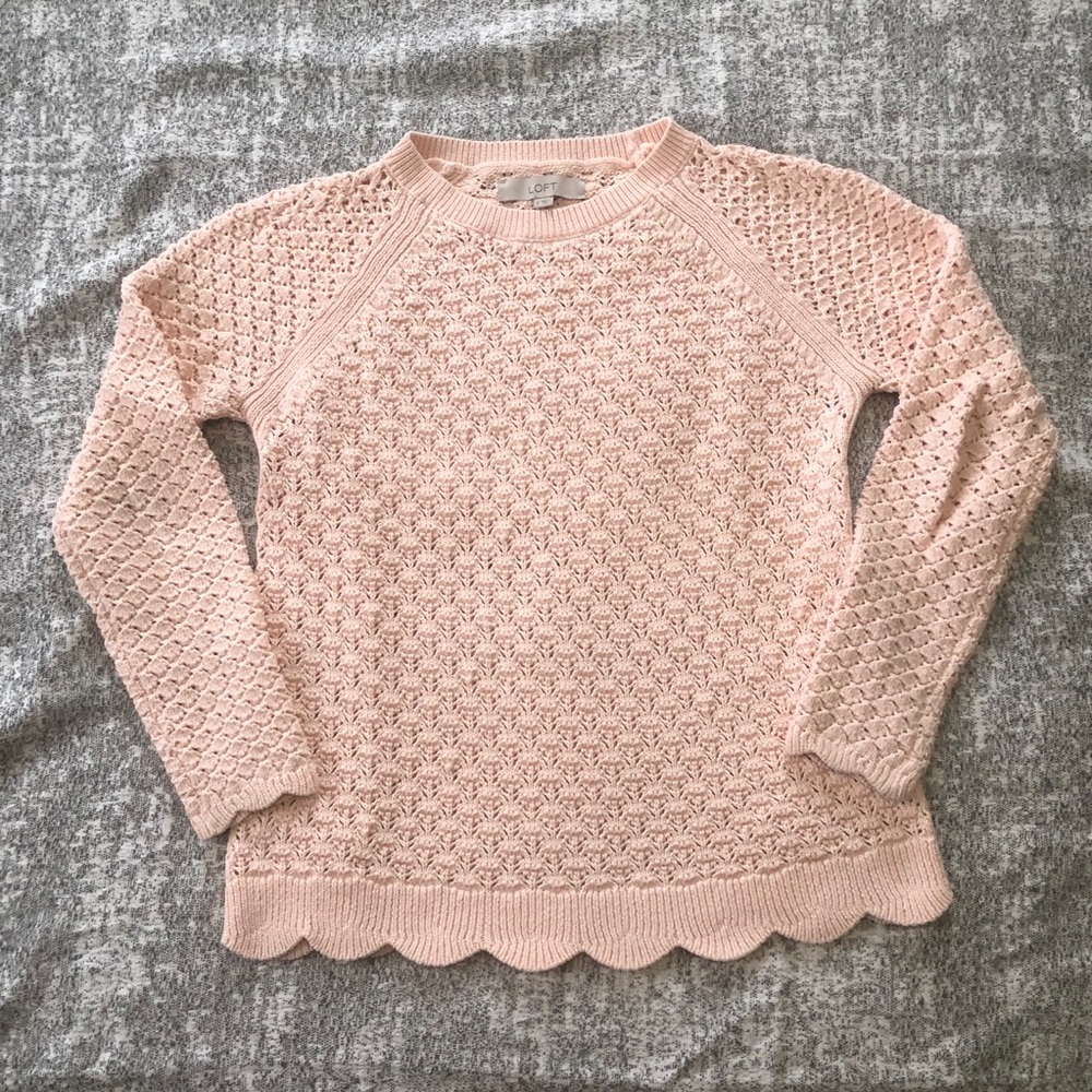 Loft Scalloped Knit Sweater